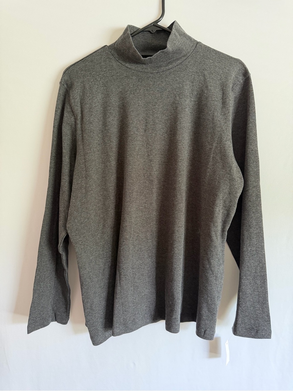 Talbots Women's Petite 2XP Gray Mock Neck Knit Stretch Tee 100% Cotton